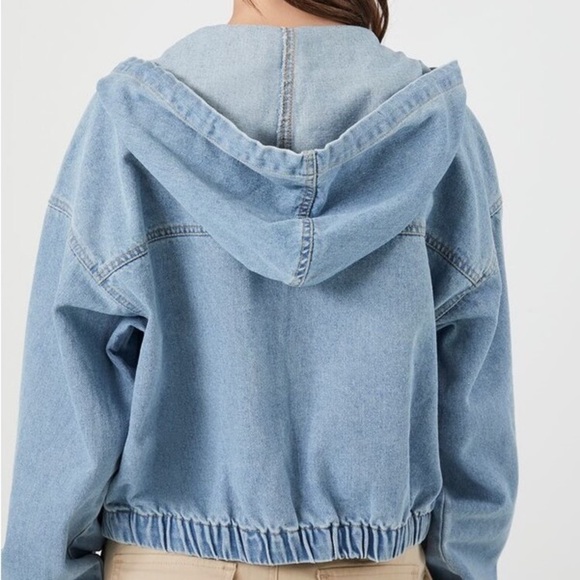 Forever 21 Blue Jean Jacket with Hood - Picture 5 of 5